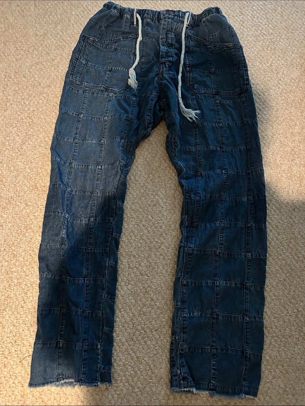 Dr. Collectors Hollywood Teddy Forever Blue Patchwork Drawstring Jeans